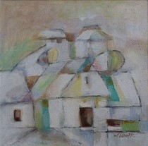 Bílá periferie, olej 42x42