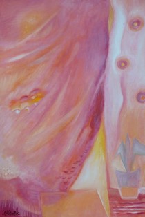 Erupce, olej - komb. tech. - plátno 50x70